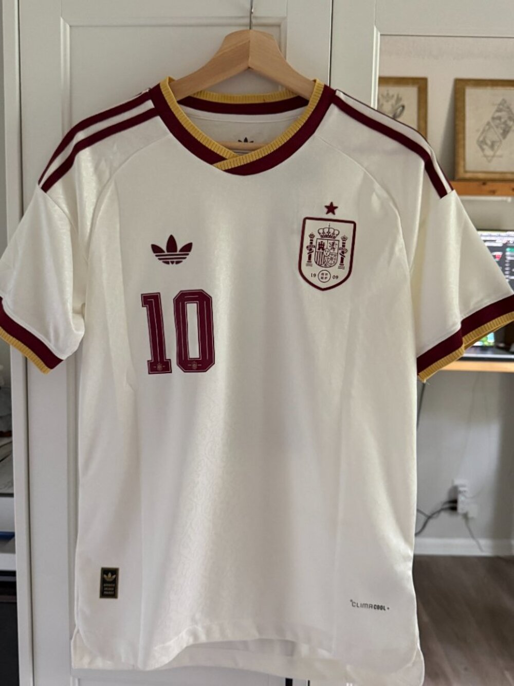 Adidas Spain National Team Jersey Men’s Medium #10 White ClimaCool Soccer Shirt